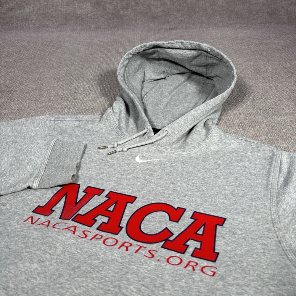 Nike NACA Sports Hoodie Sweatshirt Men S Gray Club Fleece Center Swoosh Christan